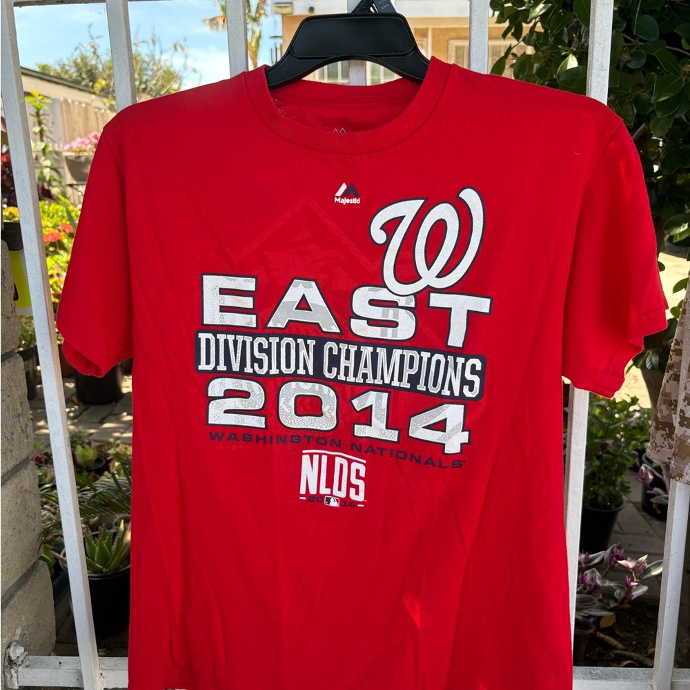 Majestic Red Graphic Crewneck Tee with White & Navy Logos